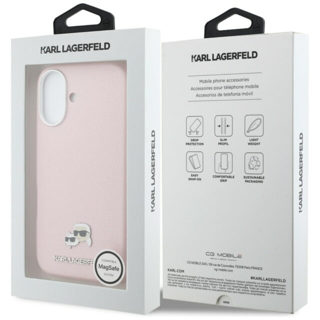 Case Karl Lagerfeld Karl & Choupette     Head Pins Saffiano MagSafe for iPhone 17 pink - imagine 8