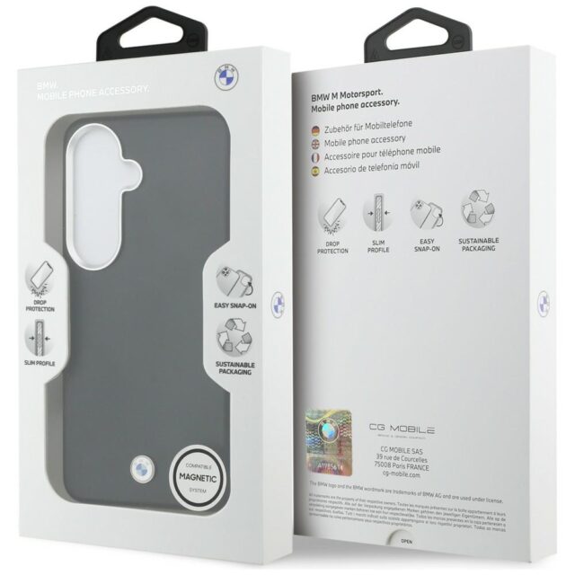 BMW Signature PU Leather Metal Logo Magnetic Zadní kryt pro Samsung Galaxy S26 Black - imagine 8