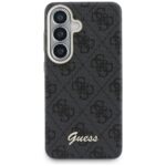 Guess PU 4G Script Metal Logo Magnetic Zadní Kryt pro Samsung Galaxy S26 Black - imagine 4