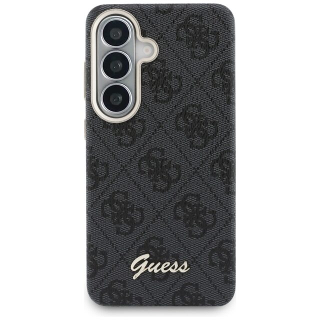 Guess PU 4G Script Metal Logo Magnetic Zadní Kryt pro Samsung Galaxy S26 Black - imagine 4