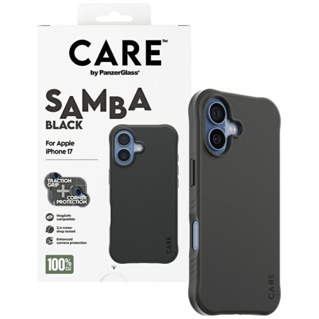 Case CARE by PanzerGlass Fashionable Samba MagSafe for iPhone 17 black - imagine 4