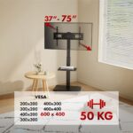 Stand / cart for TV Ergo-Office  max. load 50kg / 5kg shelf  max. VESA 600x400  built-in power strip  black  ER-304 B - imagine 8