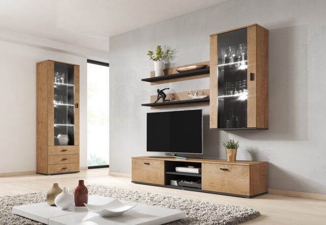 Cama display cabinet SOHO S1 lefkas oak/black - imagine 6