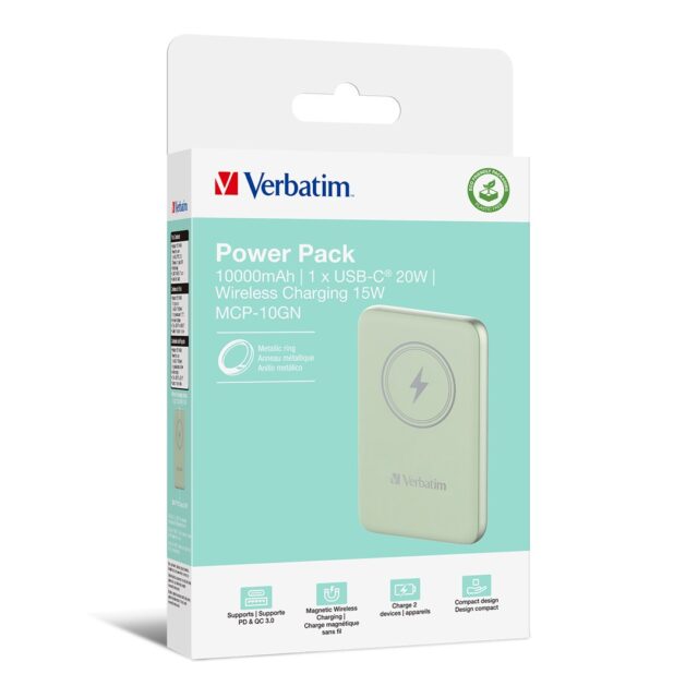 Verbatim Charge 'n' Go Magnetic Wireless Power Bank 10000mAh Green - imagine 5