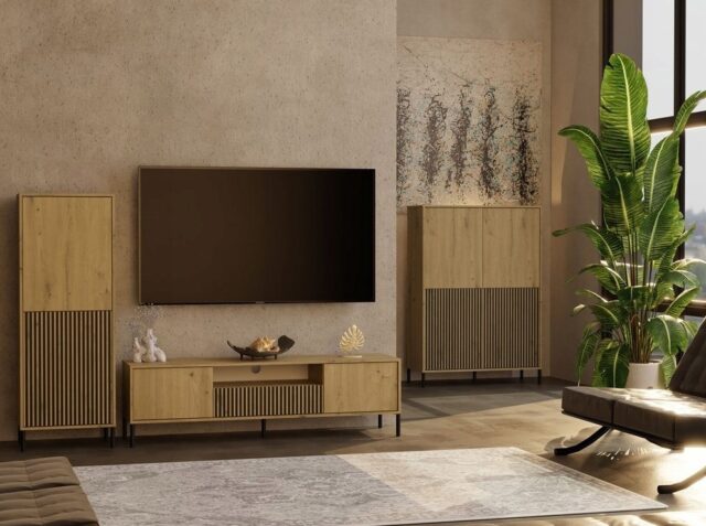 KAMARO 2DK SLIM/GŁ OAK ARTISAN DISPLAY CABINET - imagine 9