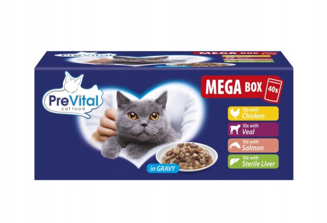 PREVITAL Mega Box Veal  salmon  liver  chicken - wet cat food - 40X100g - imagine 4