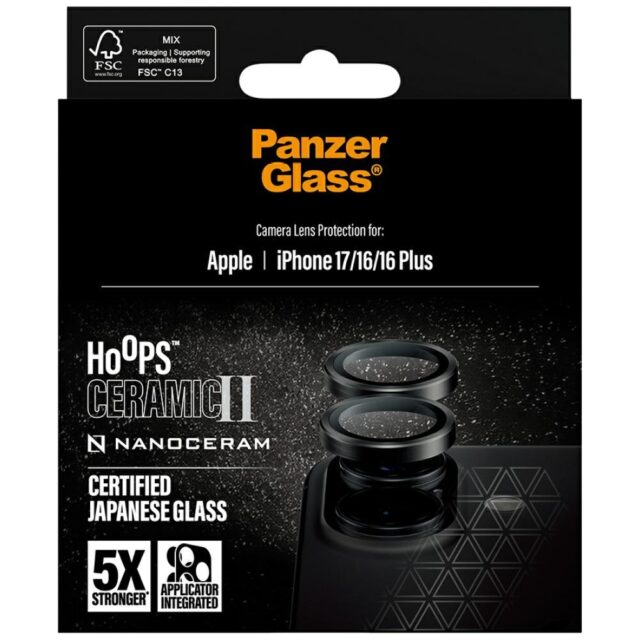 PanzerGlass Hoops Ceramic II lens glass for iPhone 17 / 16 / 16 Plus - imagine 5