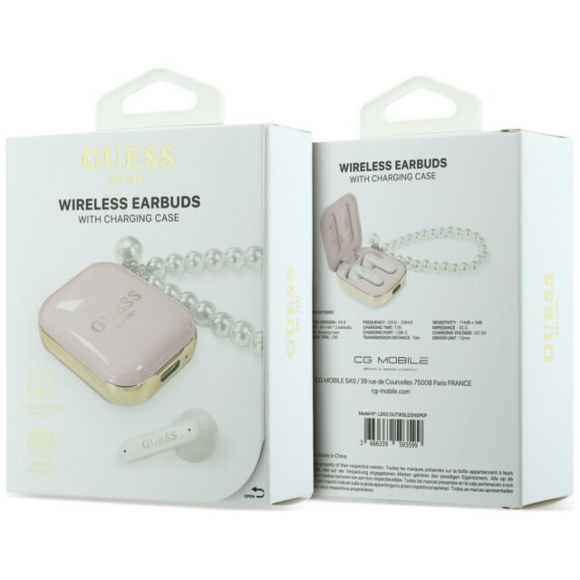 Earphones TWS Guess Pearl Strap pink - imagine 5