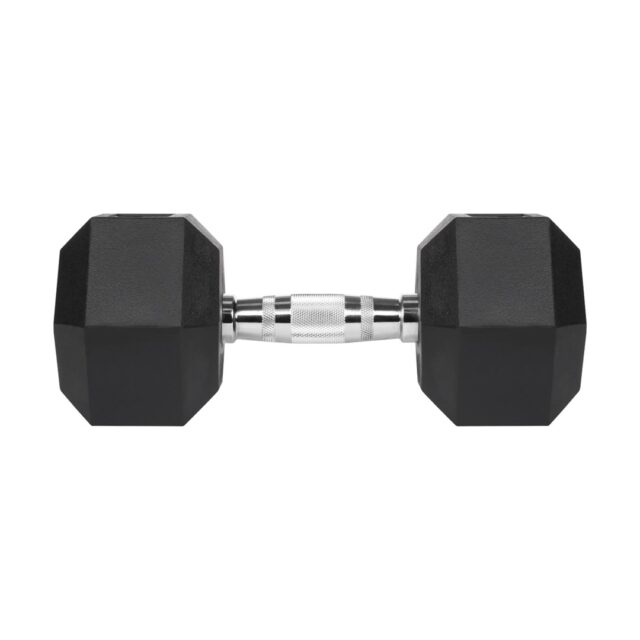 REBEL ACTIVE Rubber-coated cast iron dumbbells 2x15 kg - imagine 4