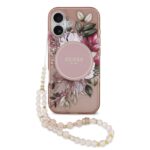 Guess IML Flowers Strap MagSafe Zadní Kryt pro iPhone 17 Pink