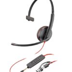 POLY Blackwire 3215 Monaural USB-C Headset +3.5mm Plug +USB-C/A Adapter (Bulk)