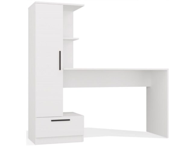 Cosmo Desk + Bookcase Set  White - imagine 2