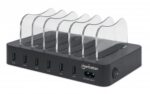 Manhattan Charging Station  6x USB-A Ports  Outputs: 6x 2.4A  Smart IC  LED Indicator Lights  Black  Three Year Warranty