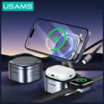 Wireless charger 3in1 Usams CD257 Qi2 tarnish - imagine 2