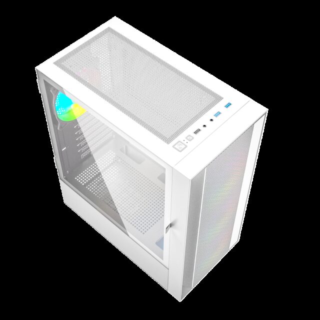 Gembird Fornax 4000W ARGB gaming ATX computer case  Midi Tower  backlight  White - imagine 6
