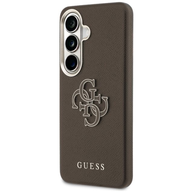 Guess PU 4G Resin Metal Logo Zadní Kryt pro Samsung Galaxy S26+ Brown - imagine 2