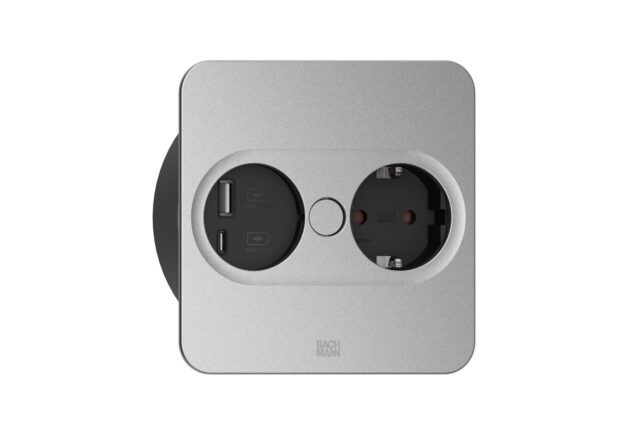 Bachmann 946.105 socket-outlet Type F + USB A + USB C Stainless steel - imagine 2