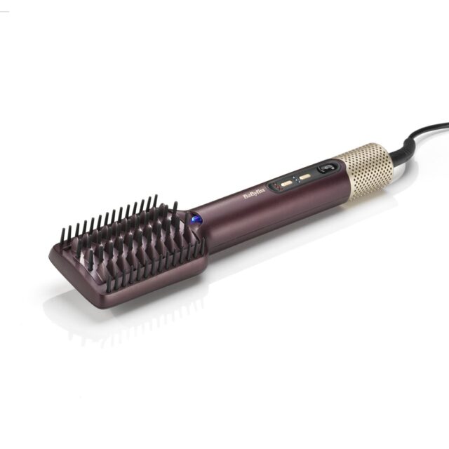 BaByliss Air Power AS6400E hair styling tool Straightening brush Airflow Maroon 900 W 2.5 m - imagine 2