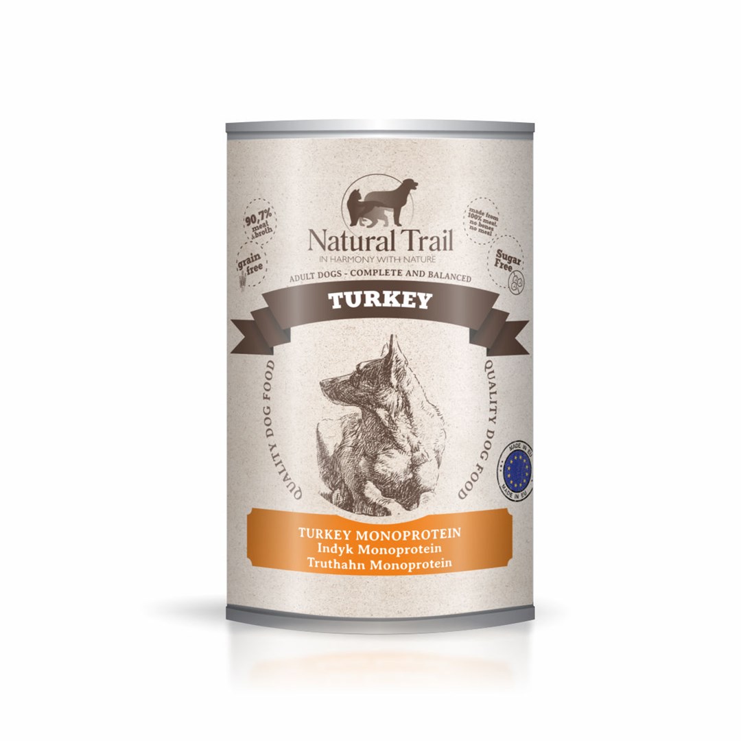 cps-efd95b321bfb8fd24b8d605a7e9e60a5-2026-03-29-10-25-19 NATURAL TRAIL Turkey - wet dog food - 400g - imagine 1