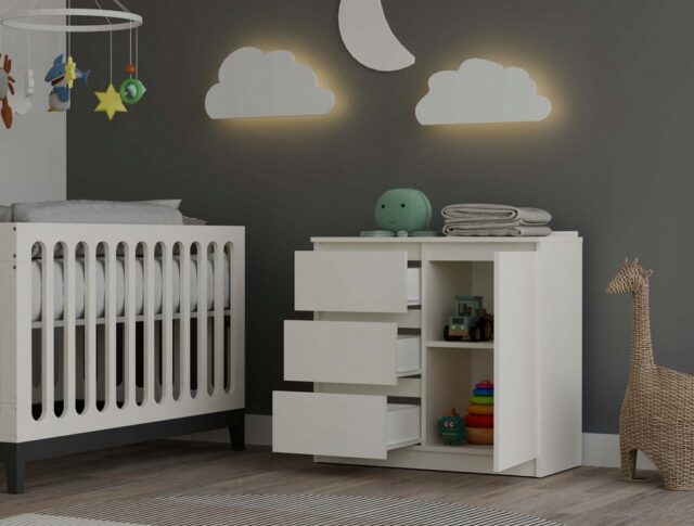 CHEST OF DRAWERS 1 DOOR 3 DRAWERS COLOUR CASHMERE - imagine 10