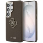 Guess PU 4G Resin Metal Logo Zadní Kryt pro Samsung Galaxy S26 Ultra Brown