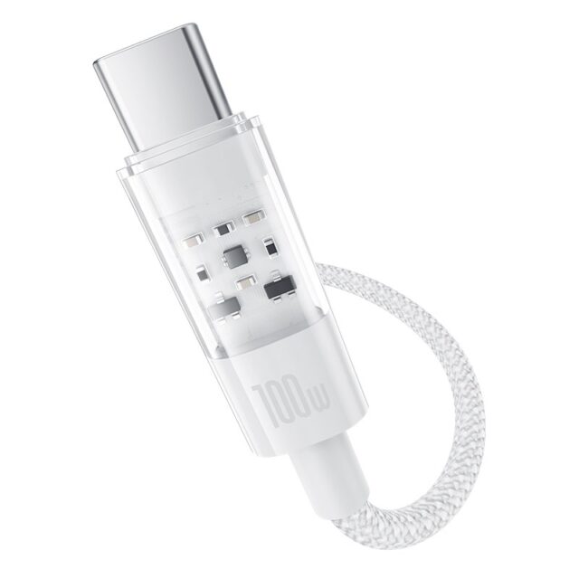 Baseus Gem USB C to USB C fast charging cable 1 m 100 W White - imagine 3