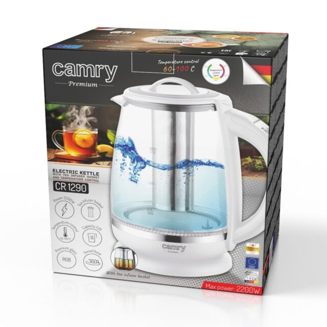 CAMRY CR 1290w electric kettle  white - imagine 7