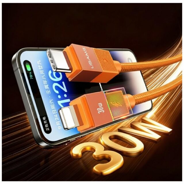 Cable USAMS U93 30W USB-C to Lightning 1.2m orange - imagine 3
