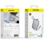 Power bank Awei C03 20000mAh USB-A/USB-C + Lightning/USB-C cables silver - imagine 2