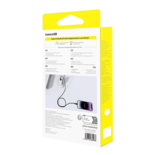 Baseus Dura Type A to IP 2.4A fast charging cable Black  Red - imagine 7