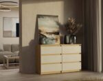 M6 MALWA CHEST OF DRAWERS 120CM 6 DRAWERS COLOUR ARTISAN OAK/CASHMERE - imagine 9