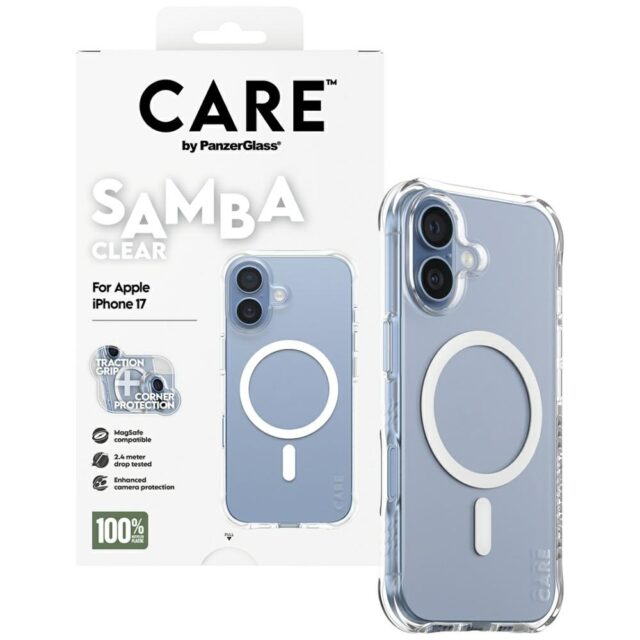 Case CARE by PanzerGlass Fashionable Samba w. White MagSafe for iPhone 17 transparent - imagine 4
