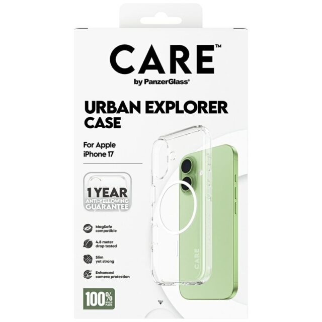 CARE by PanzerGlass Flagship Urban Explorer Case w. White MagSafe for iPhone 17 Clear - imagine 5