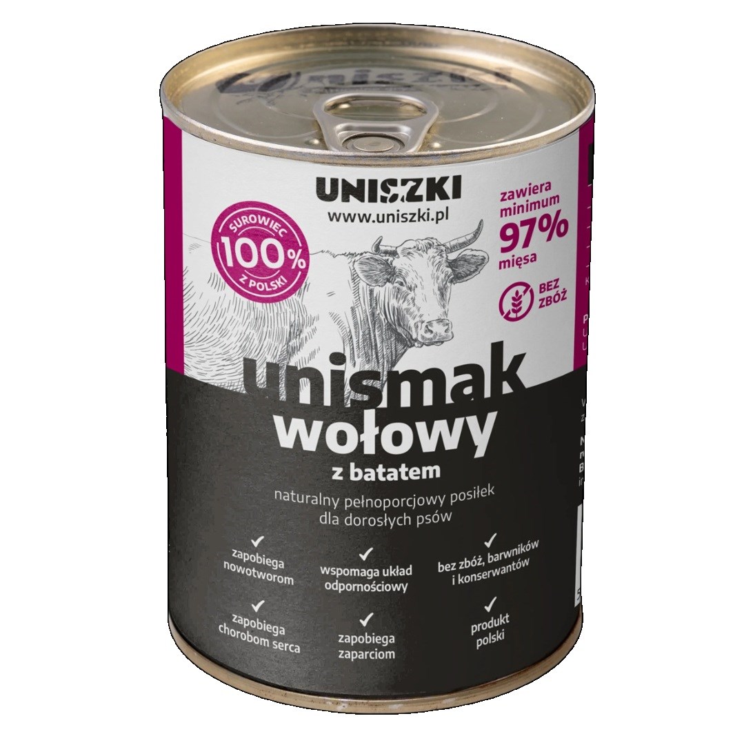 cps-f6ae4d3b1742a10e402ed7e3587b15bd-2026-03-22-05-08-31 UNISZKI UNIsmak beef with sweet potato - wet dog food - 400g - imagine 1