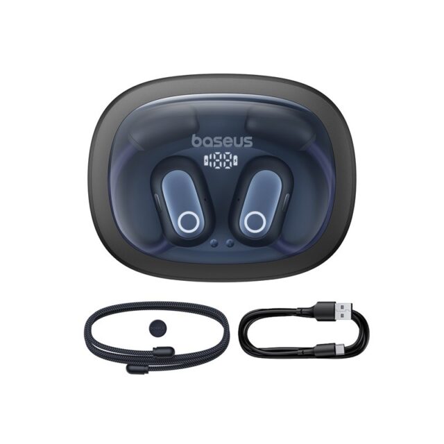 Baseus Eli Fit Open- Ear Headset Wireless Connectivity/Music USB Type-C Bluetooth Black - imagine 8