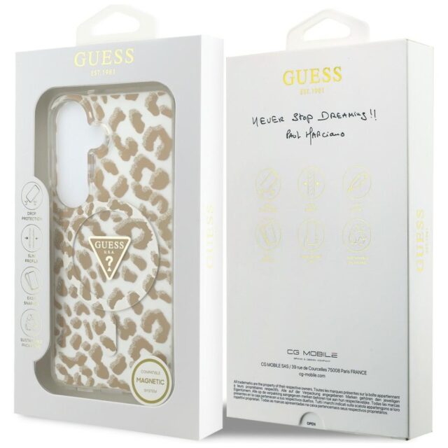 Case Guess IML Leopard Print Triangle    MagSafe for Samsung Galaxy S26 brown - imagine 8