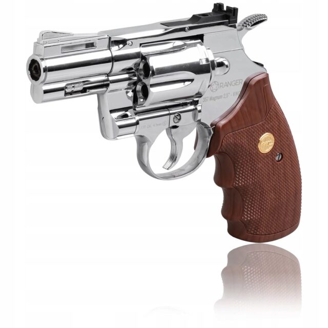 RANGER Python 357 Magnum 2.5  chrome KWC revolver cal. 4.5 BBs 6-shot. FULL METAL CO2 (AAKCMD661BZB) - imagine 4