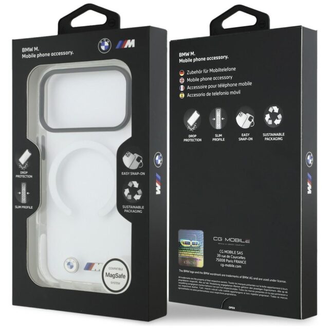 Case BMW M IML Shockproof Metal Logos    MagSafe for iPhone 17 Pro transparent - imagine 8