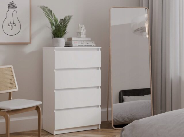 M4/60 MALWA CHEST OF DRAWERS 4 DRAWERS WHITE - imagine 5