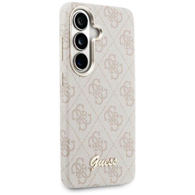 Guess PU 4G Script Metal Logo Magnetic Zadní Kryt pro Samsung Galaxy S26 Pink - imagine 5