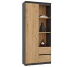 Topeshop RS-80 BILY ANTHRACITE/OAK ARTISAN office bookcase