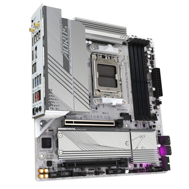 GIGABYTE B650M AORUS ELITE AX ICE Motherboard - AMD Ryzen 9000 Series CPUs  12+2+2 Phases VRM  up to 8000MHz DDR5 (OC)  1xPCIe 5.0 + 1xPCIe 4.0 M.2  2.5GbE LAN  WIFI 6E  USB 3.2 Gen 2x2 - imagine 3