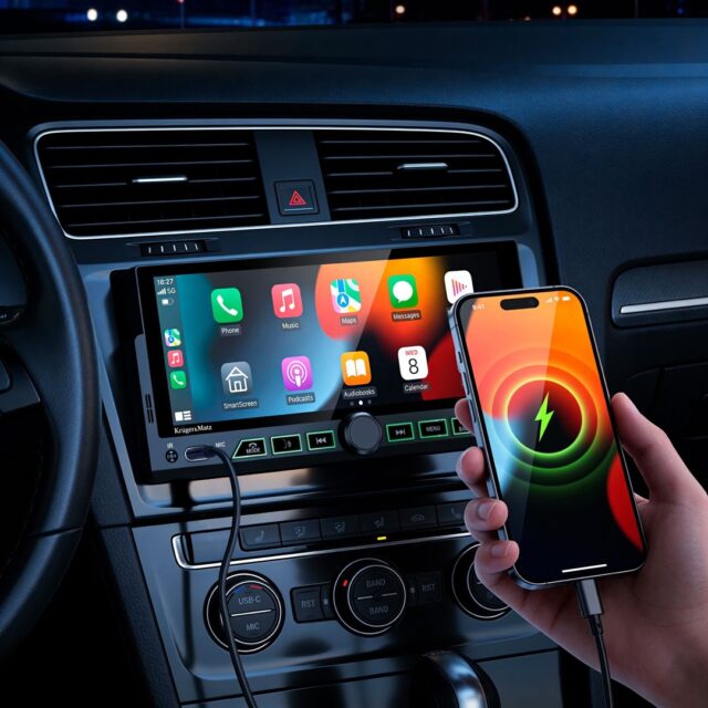 Kruger&Matz KM2017 1DIN CarPlay/AndroidAuto car radio - imagine 9