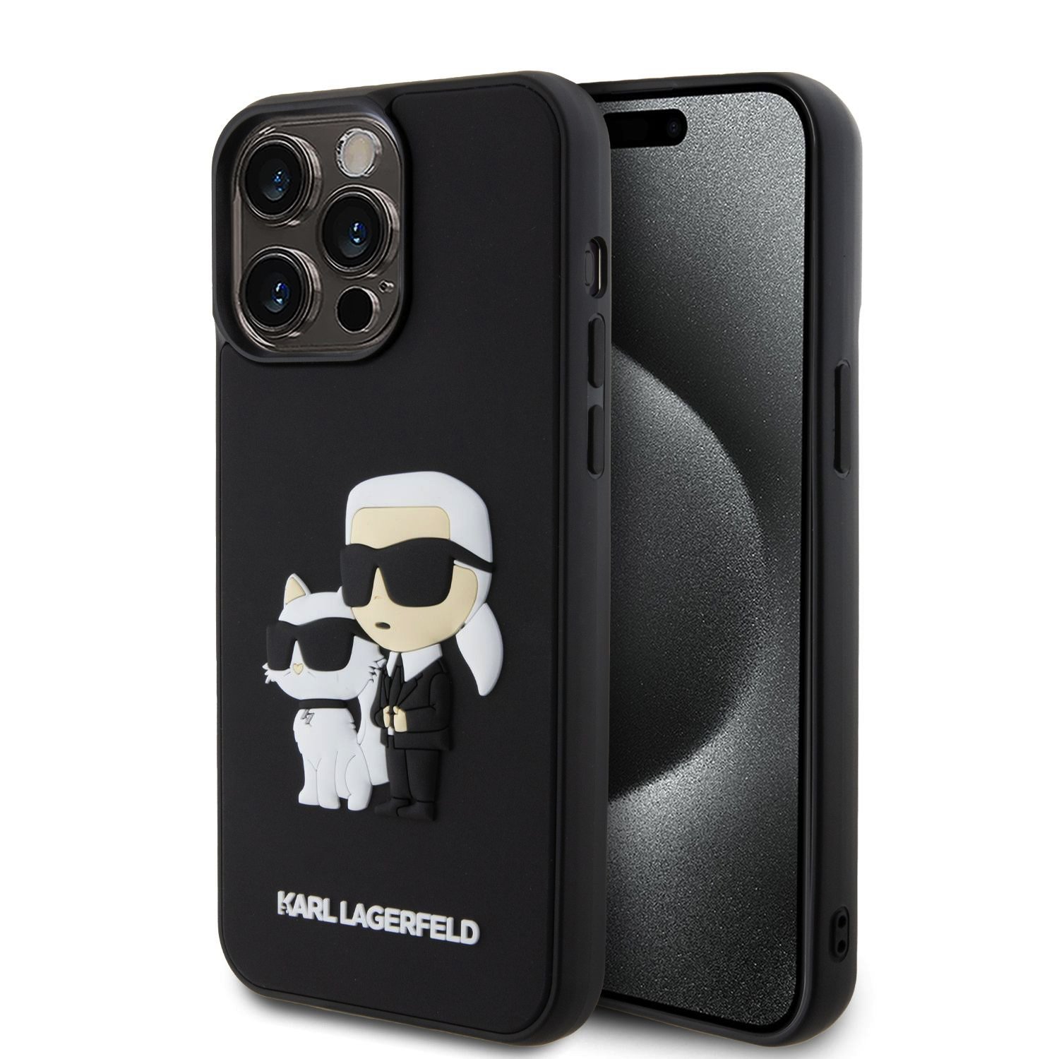 cps-fb6da6471741af13f1fd9a727d1b1f31-2026-03-05-03-00-46 Karl Lagerfeld 3D Rubber Karl and Choupette Zadní Kryt pro iPhone 14 Pro Max Black - imagine 1