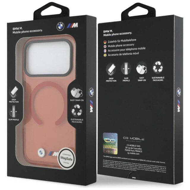 Etui BMW M IML Shockproof Metal Logos     MagSafe do iPhone 17 Pro pomarańczowy - imagine 8