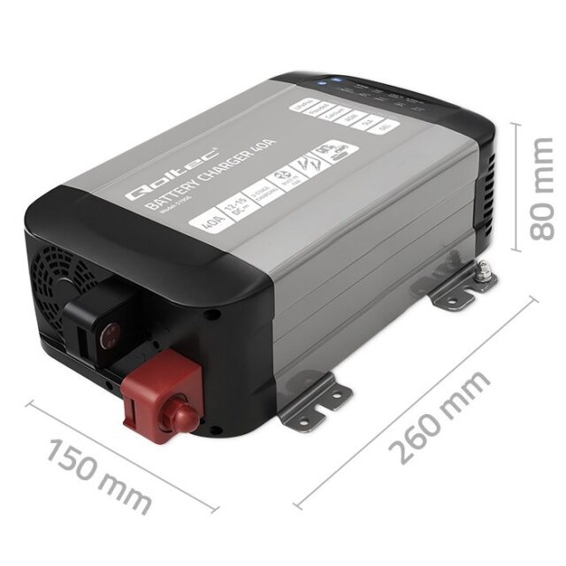 Qoltec Intelligent Professional Monolith Battery Charger for LiFePO4 AGM GEL SLA batteries | 40A | 12V - imagine 9