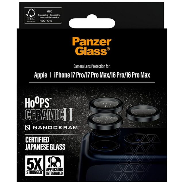 PanzerGlass Hoops Ceramic II Camera Lens Glass for iPhone 17 Pro / 17 Pro Max / 16 Pro / 16 Pro Max - imagine 5