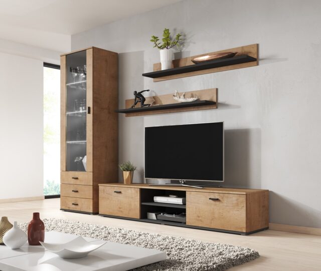 Cama display cabinet SOHO S1 lefkas oak/black - imagine 4
