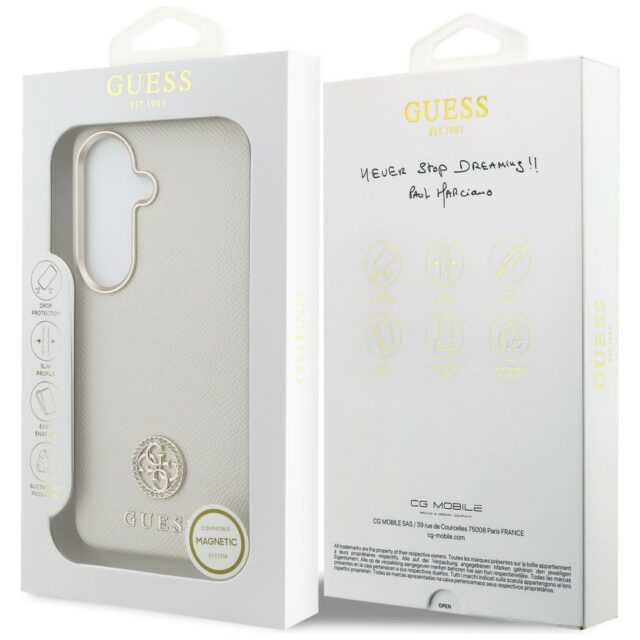 Case Guess Rhinestone Round Logo MagSafe for Samsung Galaxy S26 Plus beige - imagine 8