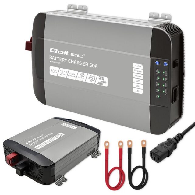 Qoltec Intelligent Professional Monolith Battery Charger for LiFePO4 AGM GEL SLA batteries | 50A | 12V - imagine 10
